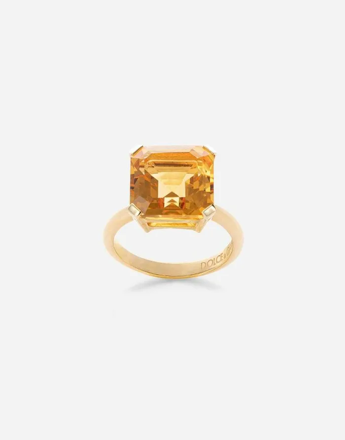 Dolce and Gabbana Rings Women Anna Ring In Yellow 18kt Gold With Citrine Gold