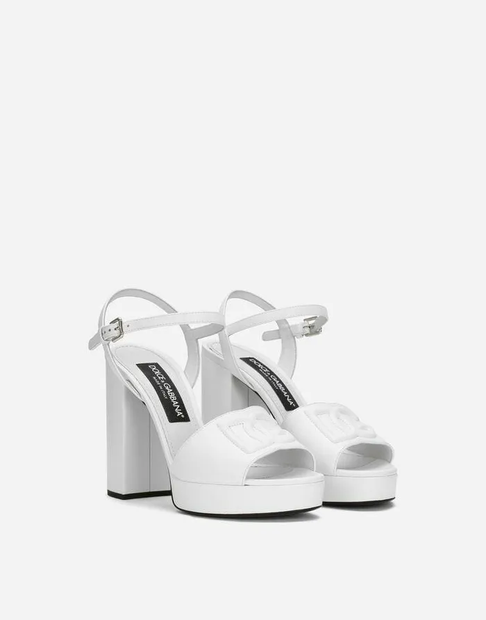 Dolce and Gabbana Sandals And Wedges Women Calfskin Platform Sandals White Dolce and Gabbana Sandals And Wedges Women Calfskin Platform Sandals White