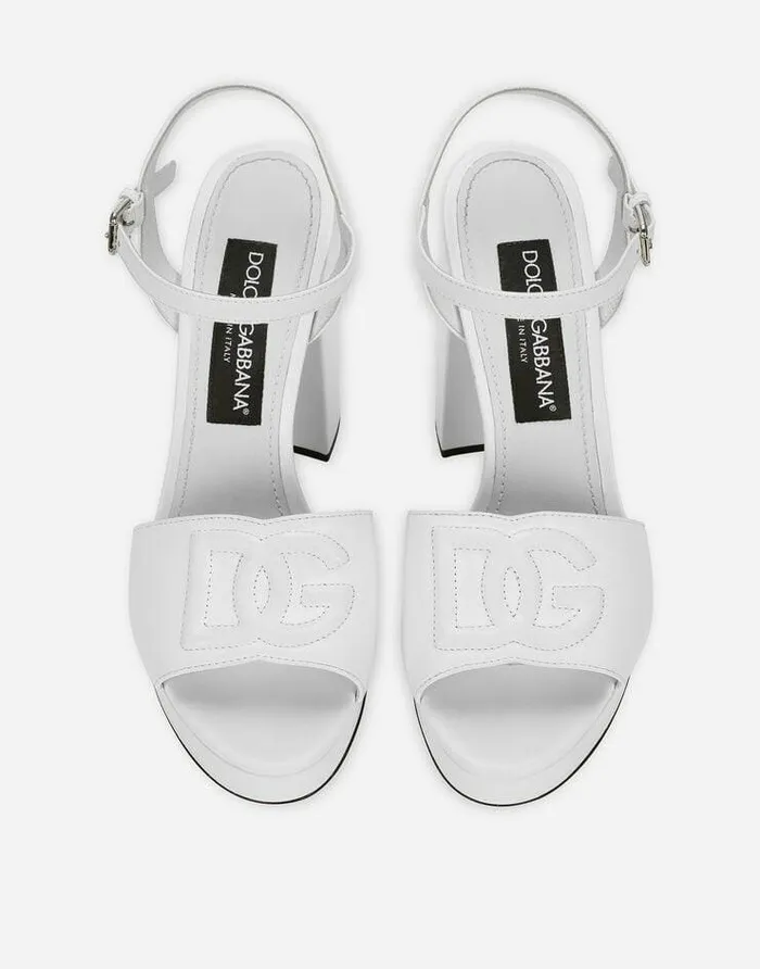 Dolce and Gabbana Sandals And Wedges Women Calfskin Platform Sandals White Dolce and Gabbana Sandals And Wedges Women Calfskin Platform Sandals White