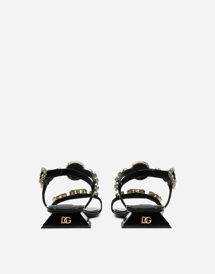 Dolce and Gabbana Sandals And Wedges Women Polished Calfskin Sandals With Crystals Multicolor Dolce and Gabbana Sandals And Wedges Women Polished Calfskin Sandals With Crystals Multicolor