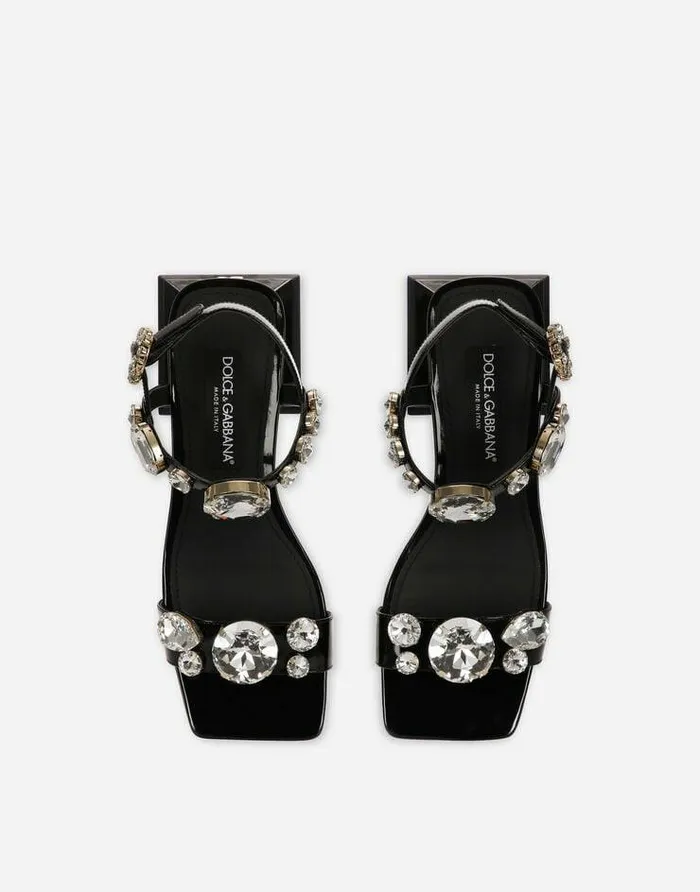 Dolce and Gabbana Sandals And Wedges Women Polished Calfskin Sandals With Crystals Multicolor Dolce and Gabbana Sandals And Wedges Women Polished Calfskin Sandals With Crystals Multicolor