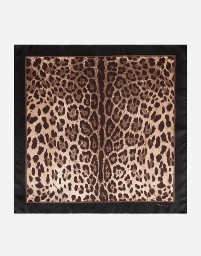 Dolce and Gabbana Scarves And Silks Men Silk Foulard With Leopard Print Multicolor