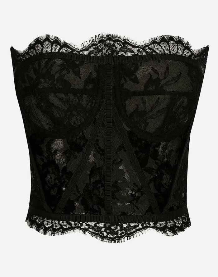 Dolce and Gabbana Shirts And Tops Women Lace Bustier Black