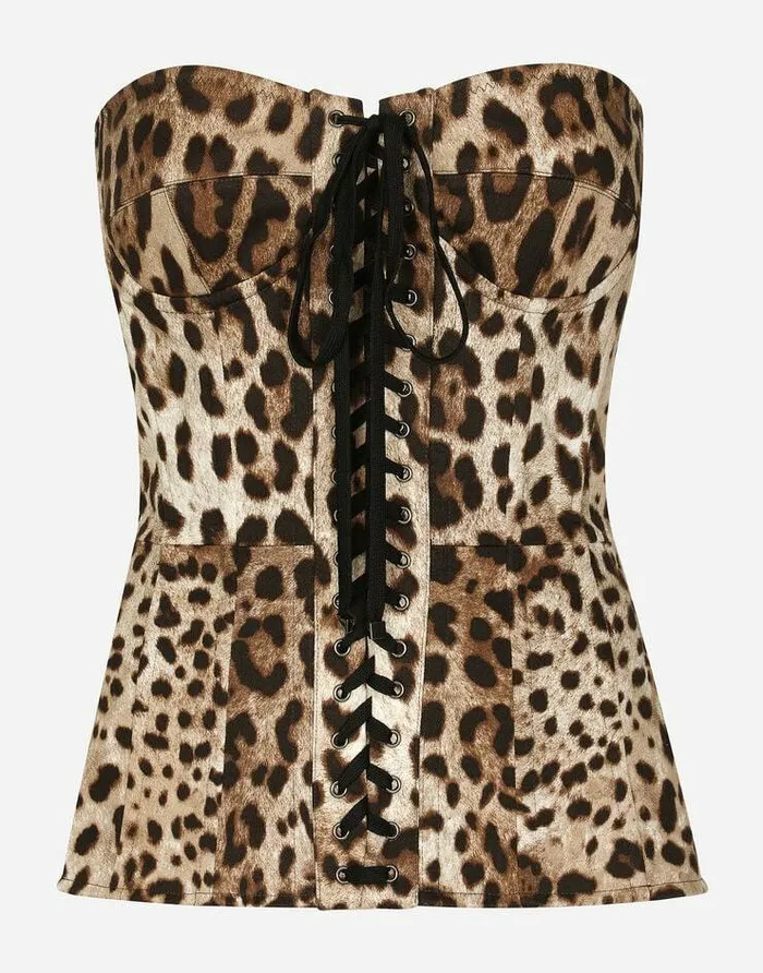 Dolce and Gabbana Shirts And Tops Women Leopardprint Drill Shaper Corset With Laces Animal Print Dolce and Gabbana Shirts And Tops Women Leopardprint Drill Shaper Corset With Laces Animal Print
