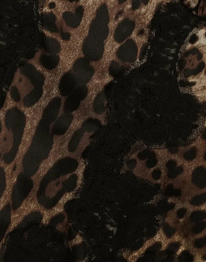 Dolce and Gabbana Shirts And Tops Women Leopardprint Satin Top With Lace Inlay Animal Print Dolce and Gabbana Shirts And Tops Women Leopardprint Satin Top With Lace Inlay Animal Print