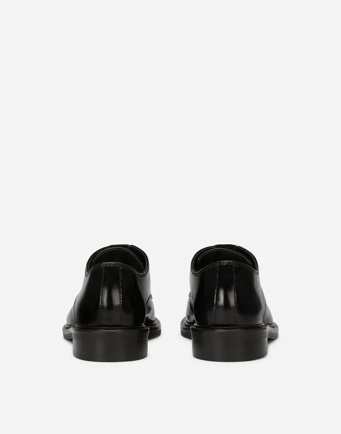 Dolce and Gabbana Shoes 2438 Children Brushed Calfskin Derby Shoes Black Dolce and Gabbana Shoes 2438 Children Brushed Calfskin Derby Shoes Black