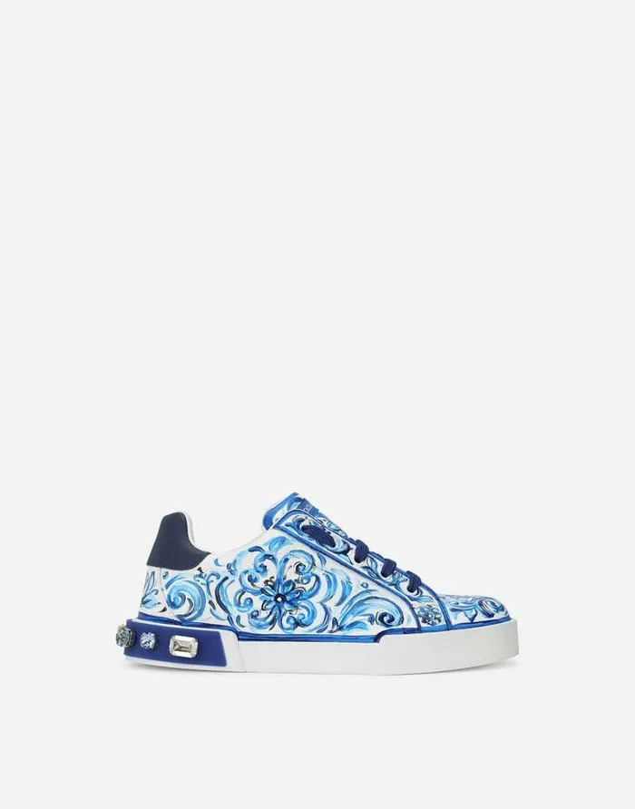 Dolce and Gabbana Shoes 2438 Children Majolicaprint Portofino Light Sneakers Multicolor