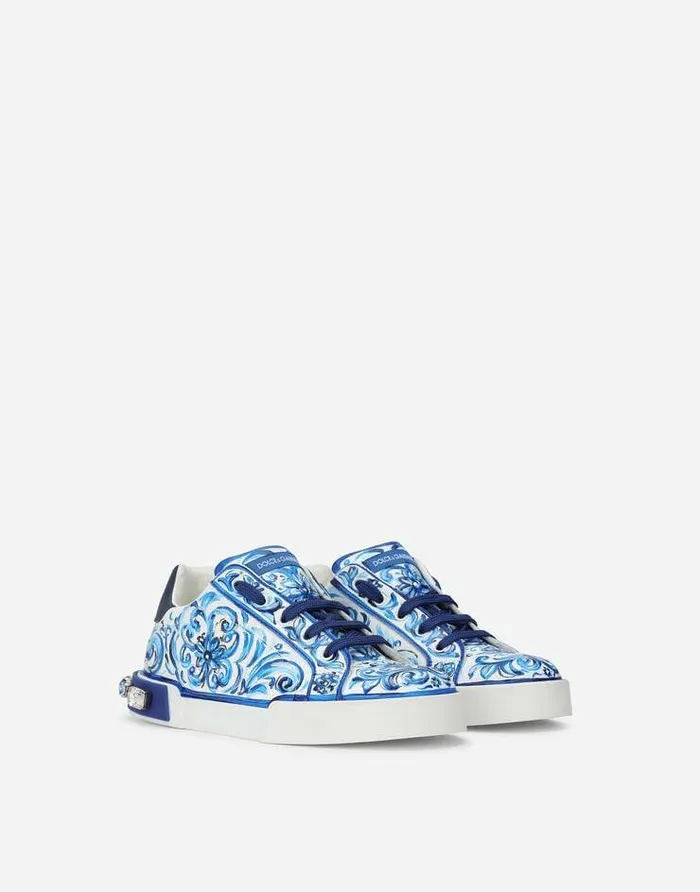 Dolce and Gabbana Shoes 2438 Children Majolicaprint Portofino Light Sneakers Multicolor Dolce and Gabbana Shoes 2438 Children Majolicaprint Portofino Light Sneakers Multicolor