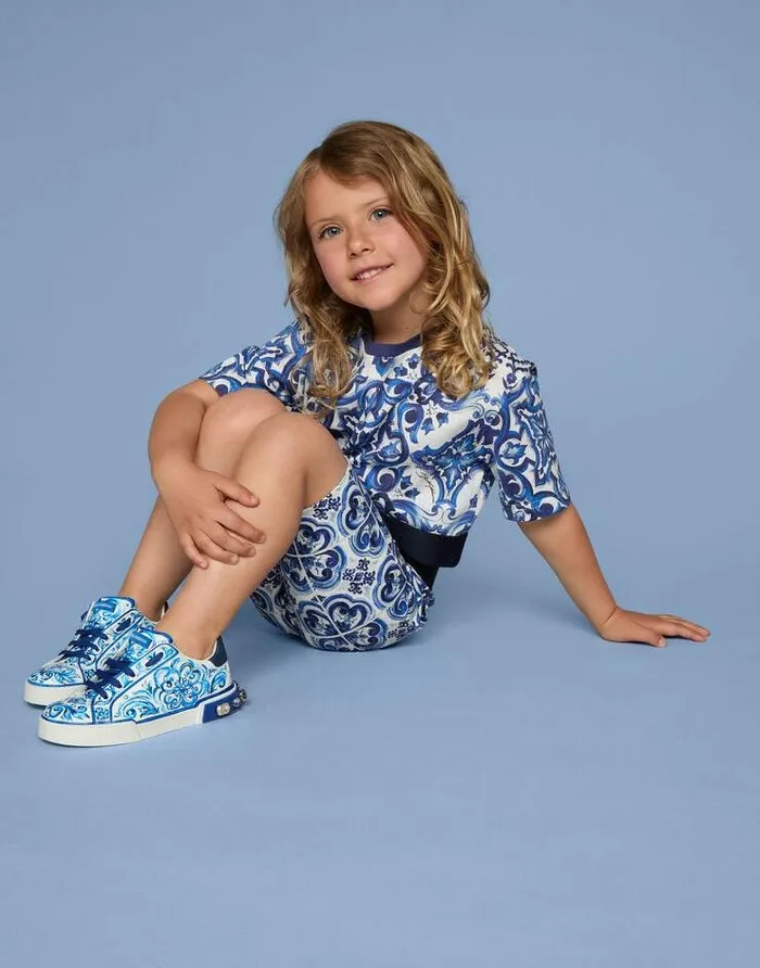 Dolce and Gabbana Shoes 2438 Children Majolicaprint Portofino Light Sneakers Multicolor Dolce and Gabbana Shoes 2438 Children Majolicaprint Portofino Light Sneakers Multicolor