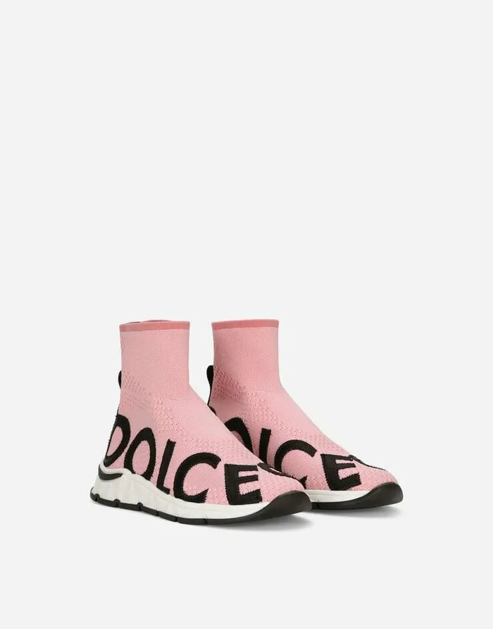 Dolce and Gabbana Shoes 2438 Children Sorrento 20 Stretch Mesh Hightop Sneakers Pink Dolce and Gabbana Shoes 2438 Children Sorrento 20 Stretch Mesh Hightop Sneakers Pink