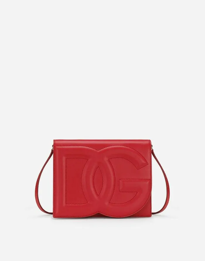 Dolce and Gabbana Shoulder And Crossbody Bags Women Calfskin DG Logo Crossbody Bag Red