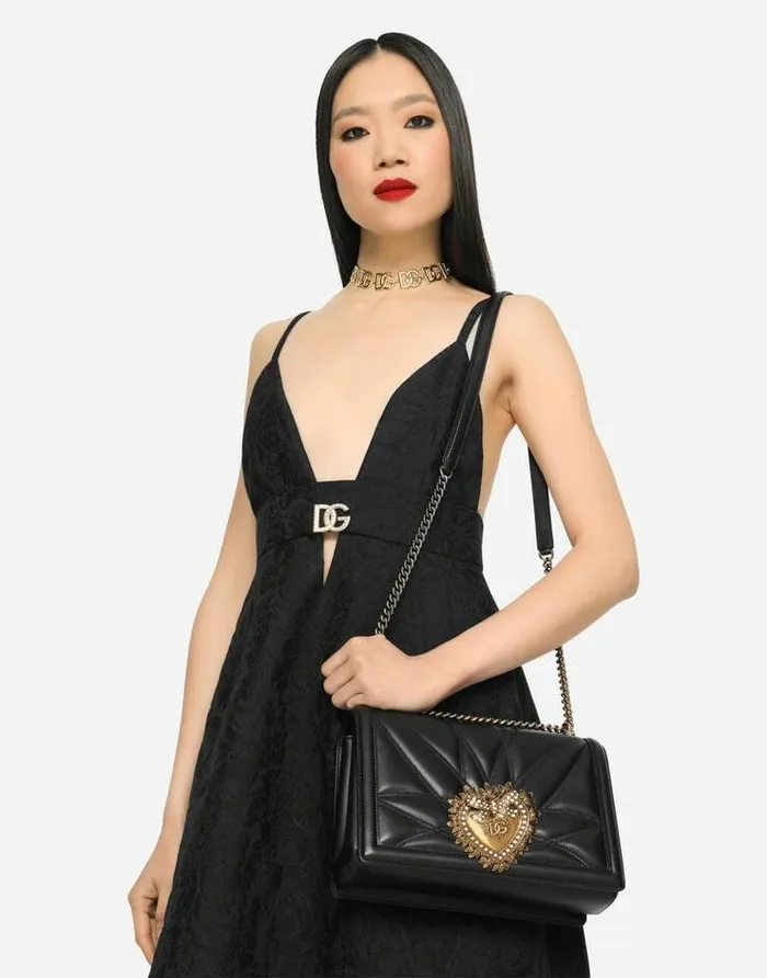 Dolce and Gabbana Shoulder And Crossbody Bags Women Large Devotion Bag In Quilted Nappa Leather Black Dolce and Gabbana Shoulder And Crossbody Bags Women Large Devotion Bag In Quilted Nappa Leather Black