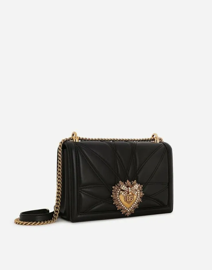 Dolce and Gabbana Shoulder And Crossbody Bags Women Large Devotion Bag In Quilted Nappa Leather Black Dolce and Gabbana Shoulder And Crossbody Bags Women Large Devotion Bag In Quilted Nappa Leather Black