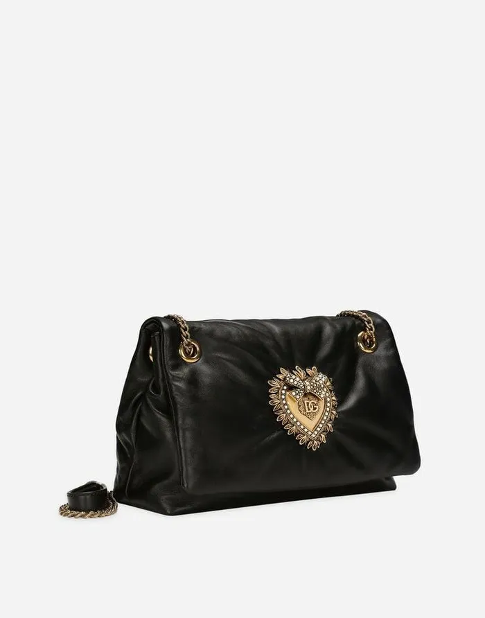 Dolce and Gabbana Shoulder And Crossbody Bags Women Medium Devotion Soft Shoulder Bag Black Dolce and Gabbana Shoulder And Crossbody Bags Women Medium Devotion Soft Shoulder Bag Black