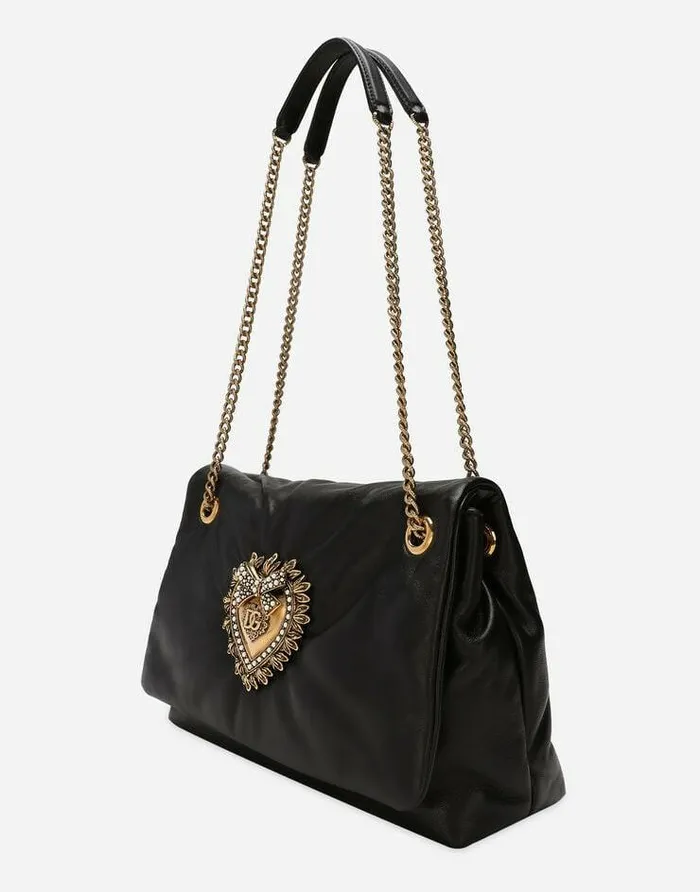Dolce and Gabbana Shoulder And Crossbody Bags Women Medium Devotion Soft Shoulder Bag Black Dolce and Gabbana Shoulder And Crossbody Bags Women Medium Devotion Soft Shoulder Bag Black