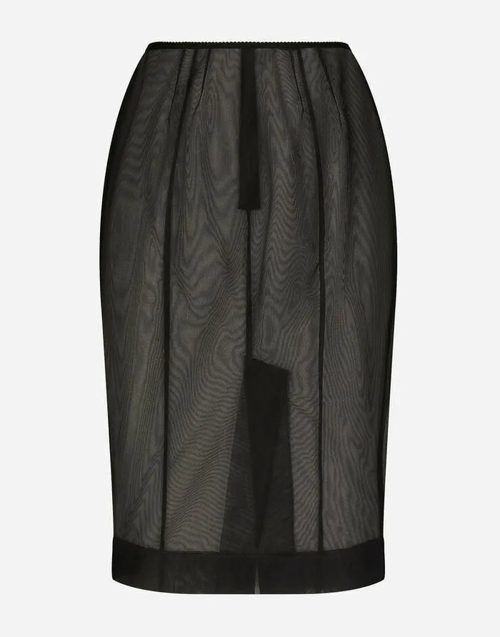 Dolce and Gabbana Skirts Women Marquisette Midi Pencil Skirt Black