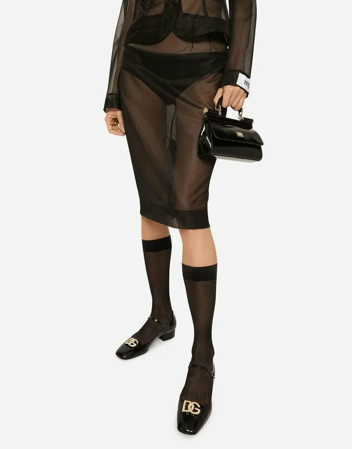 Dolce and Gabbana Skirts Women Marquisette Midi Pencil Skirt Black Dolce and Gabbana Skirts Women Marquisette Midi Pencil Skirt Black