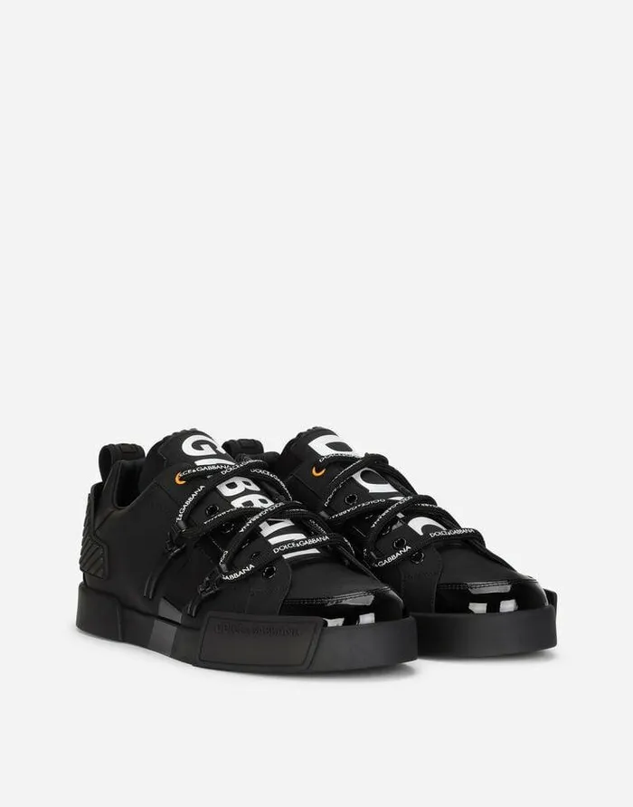 Dolce and Gabbana Sneakers Men Portofino Sneakers In Calfskin And Patent Leather Blackwhite Dolce and Gabbana Sneakers Men Portofino Sneakers In Calfskin And Patent Leather Blackwhite