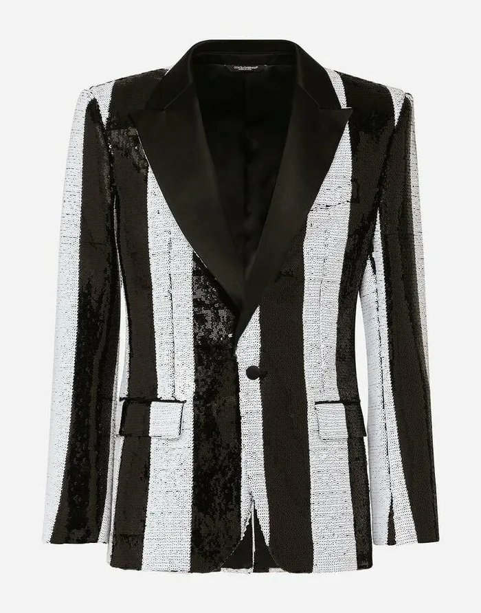 Dolce and Gabbana Suits And Blazers Men Sequined Siciliafit Jacket Multicolor