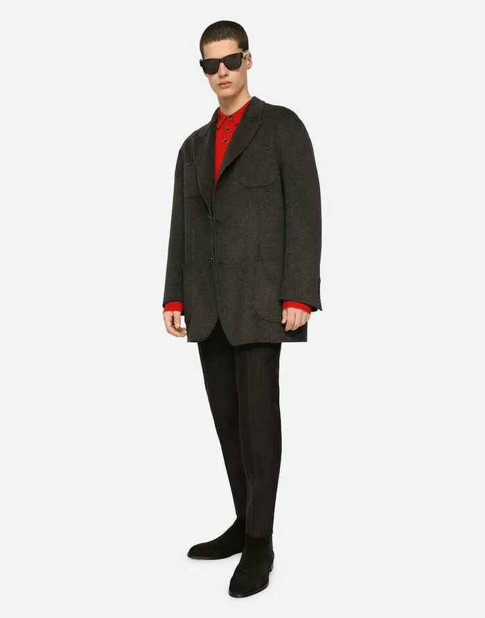 Dolce and Gabbana Sweaters And Cardigans Men Longsleeved Cashmere Poloshirt Red Dolce and Gabbana Sweaters And Cardigans Men Longsleeved Cashmere Poloshirt Red