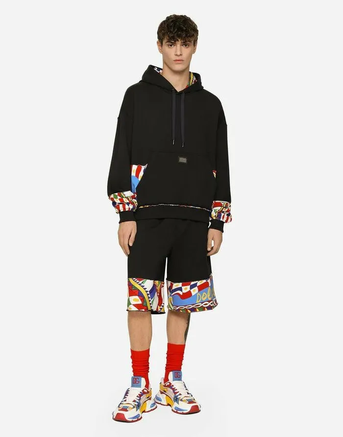 Dolce and Gabbana Sweatshirts Men Jersey Hoodie With Printed Details Multicolor Dolce and Gabbana Sweatshirts Men Jersey Hoodie With Printed Details Multicolor