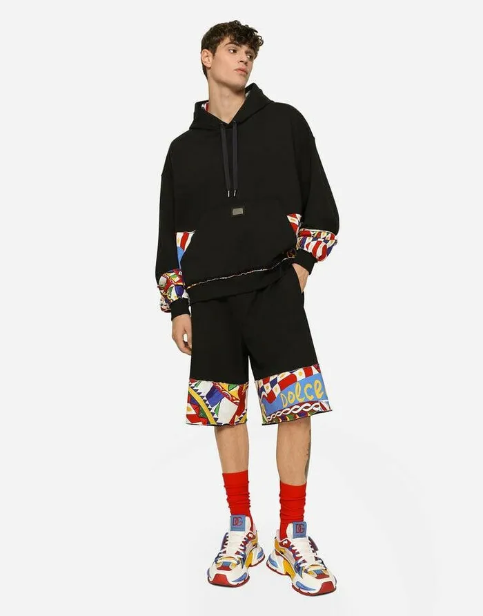 Dolce and Gabbana Sweatshirts Men Jersey Hoodie With Printed Details Multicolor Dolce and Gabbana Sweatshirts Men Jersey Hoodie With Printed Details Multicolor