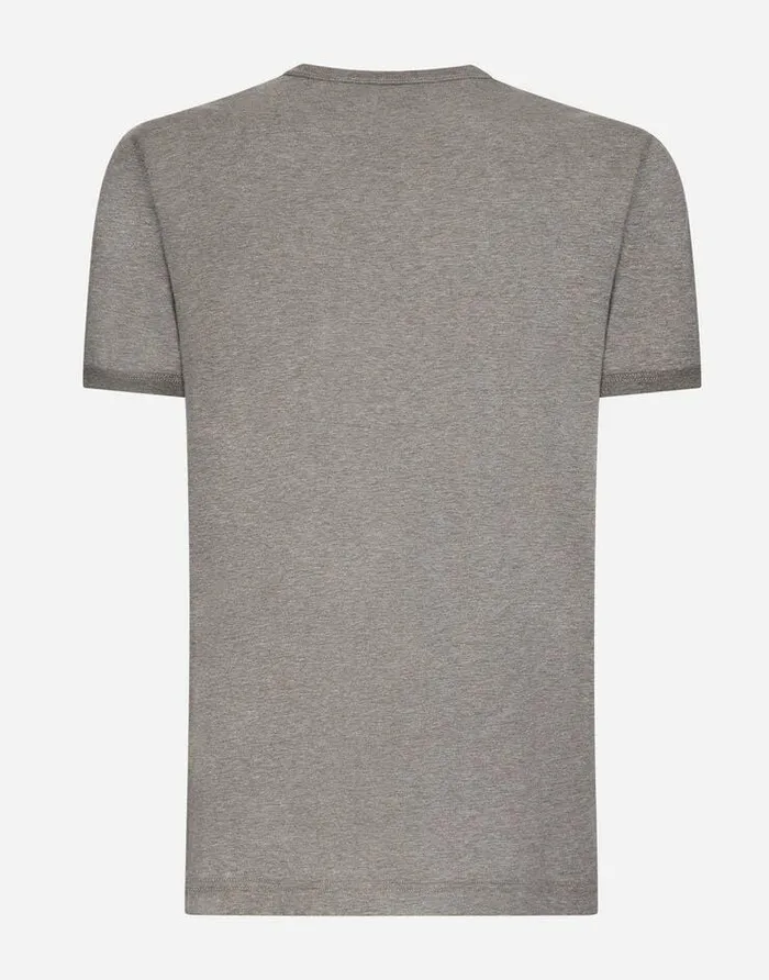 Dolce and Gabbana TShirts And Polos Men Cotton Tshirt With Embroidery Grey Dolce and Gabbana TShirts And Polos Men Cotton Tshirt With Embroidery Grey