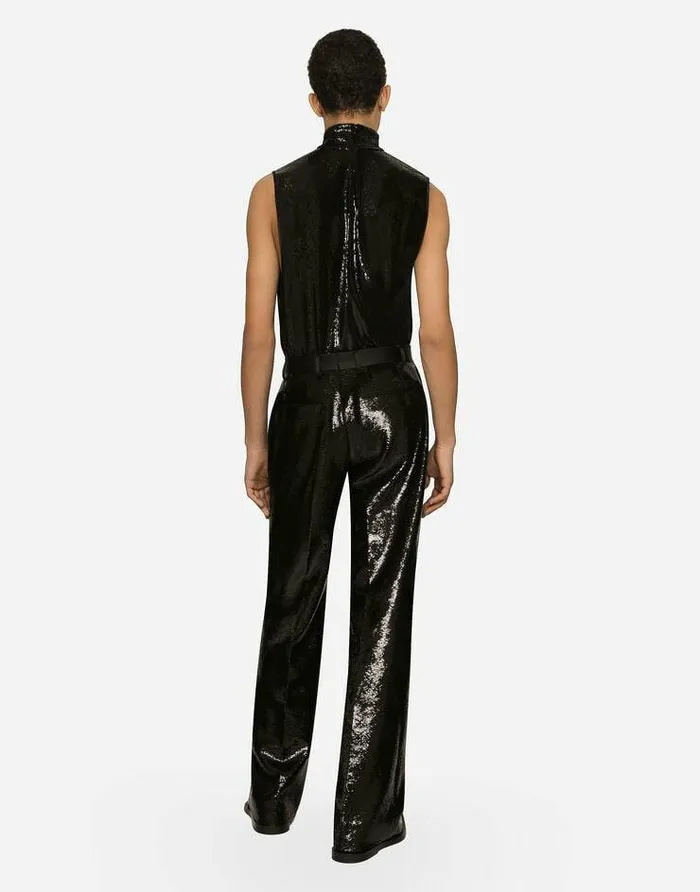 Dolce and Gabbana TShirts And Polos Men Sequined Sleeveless Highnecked Tshirt Black Dolce and Gabbana TShirts And Polos Men Sequined Sleeveless Highnecked Tshirt Black
