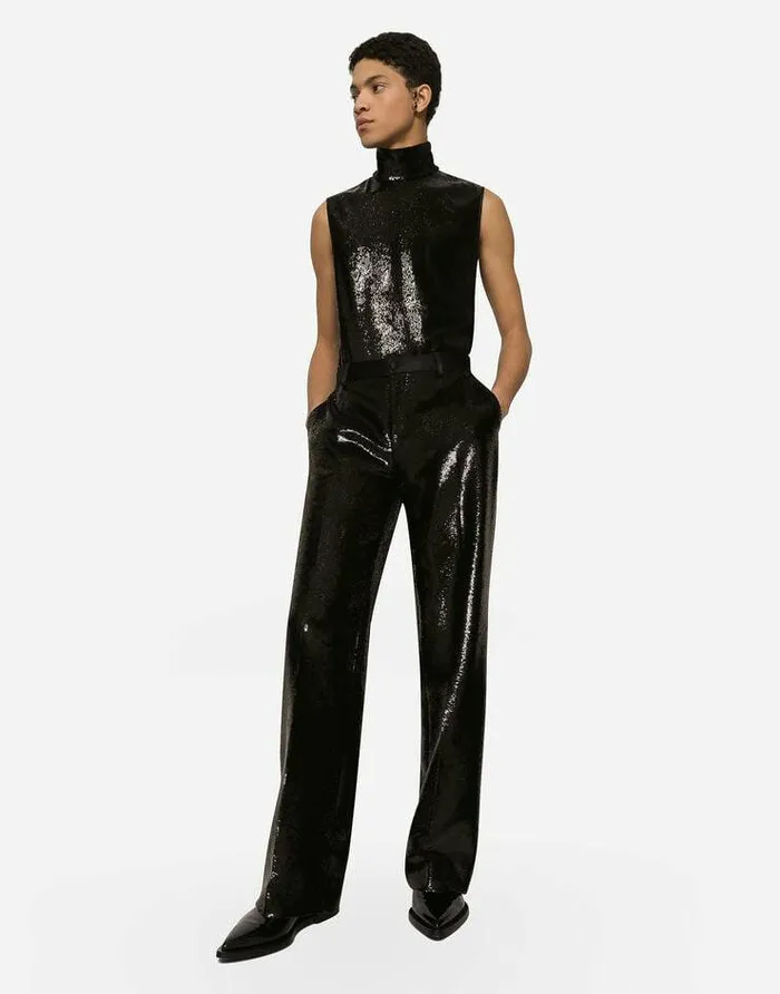 Dolce and Gabbana TShirts And Polos Men Sequined Sleeveless Highnecked Tshirt Black Dolce and Gabbana TShirts And Polos Men Sequined Sleeveless Highnecked Tshirt Black