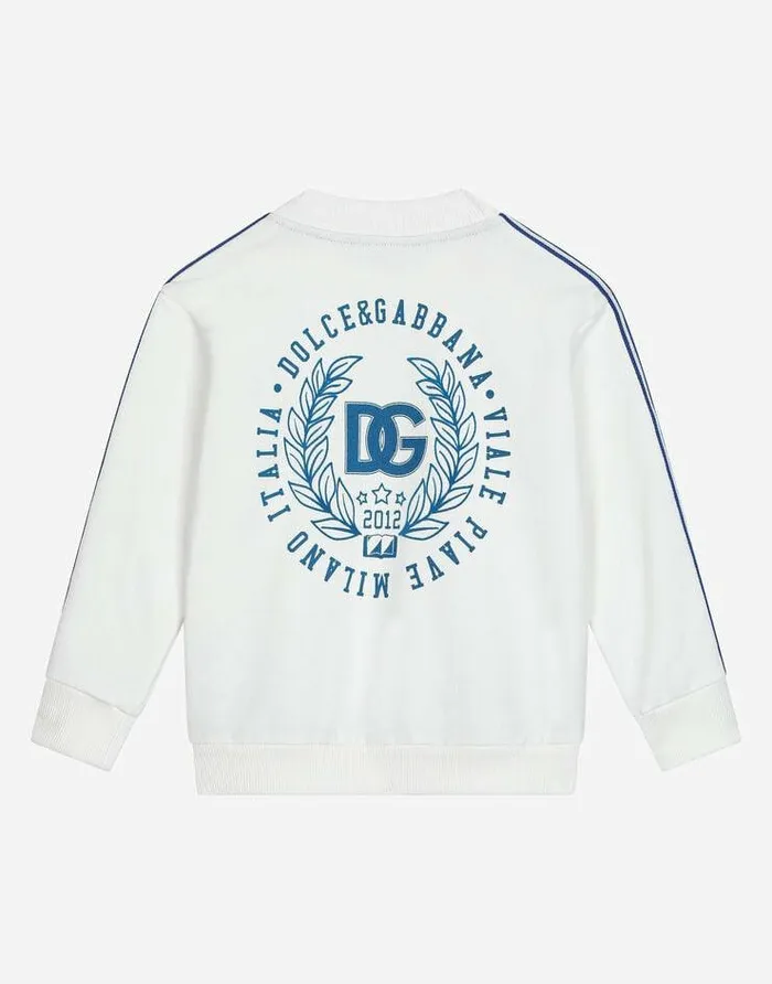 Dolce and Gabbana TShirts And Sweatshirts Children Jersey Roundneck Sweatshirt With DG Logo Band White Dolce and Gabbana TShirts And Sweatshirts Children Jersey Roundneck Sweatshirt With DG Logo Band White