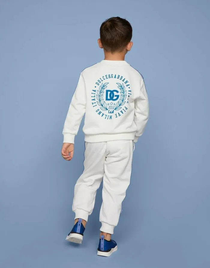 Dolce and Gabbana TShirts And Sweatshirts Children Jersey Roundneck Sweatshirt With DG Logo Band White Dolce and Gabbana TShirts And Sweatshirts Children Jersey Roundneck Sweatshirt With DG Logo Band White