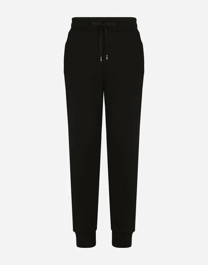 Dolce and Gabbana Trousers And Shorts Men Jersey Jogging Pants With DG Print Black