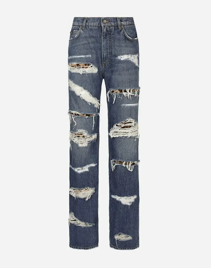 Dolce and Gabbana Trousers And Shorts Women Loosefit Jeans With Ripped Details Multicolor
