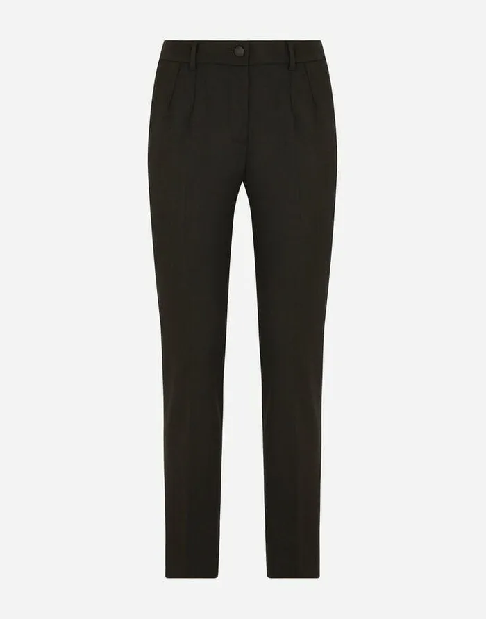 Dolce and Gabbana Trousers And Shorts Women Stretch Wool Pants Black