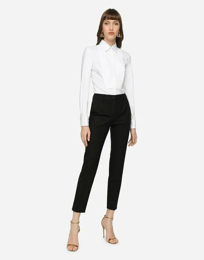 Dolce and Gabbana Trousers And Shorts Women Stretch Wool Pants Black Dolce and Gabbana Trousers And Shorts Women Stretch Wool Pants Black