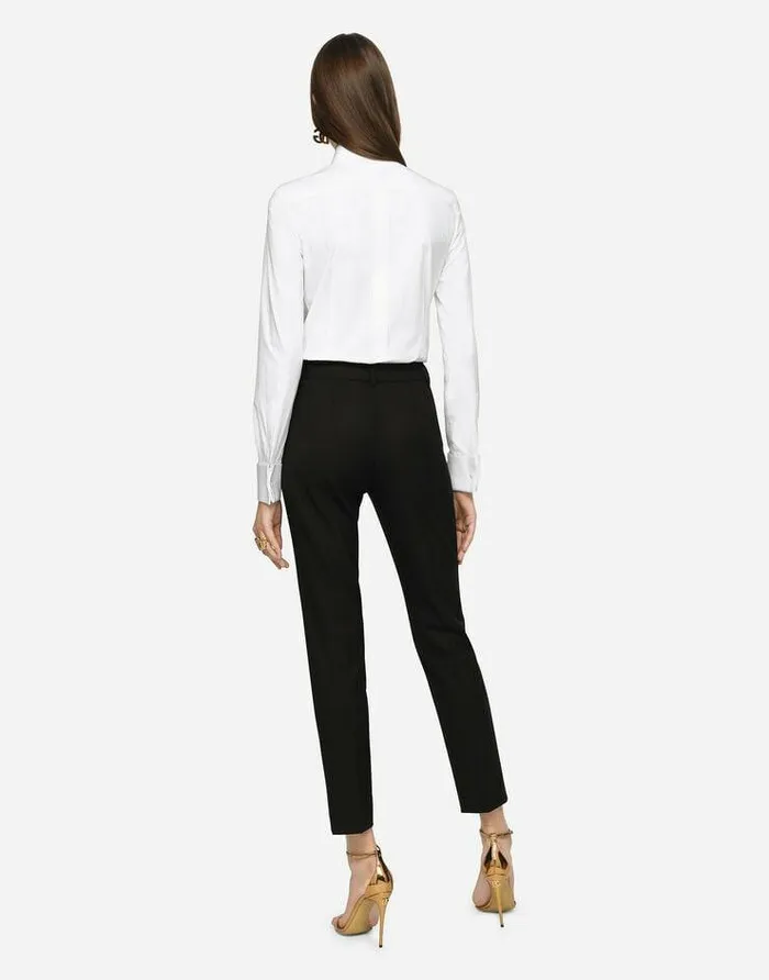 Dolce and Gabbana Trousers And Shorts Women Stretch Wool Pants Black Dolce and Gabbana Trousers And Shorts Women Stretch Wool Pants Black