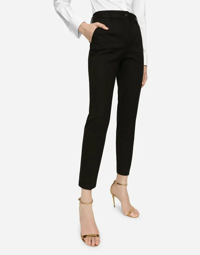 Dolce and Gabbana Trousers And Shorts Women Stretch Wool Pants Black Dolce and Gabbana Trousers And Shorts Women Stretch Wool Pants Black