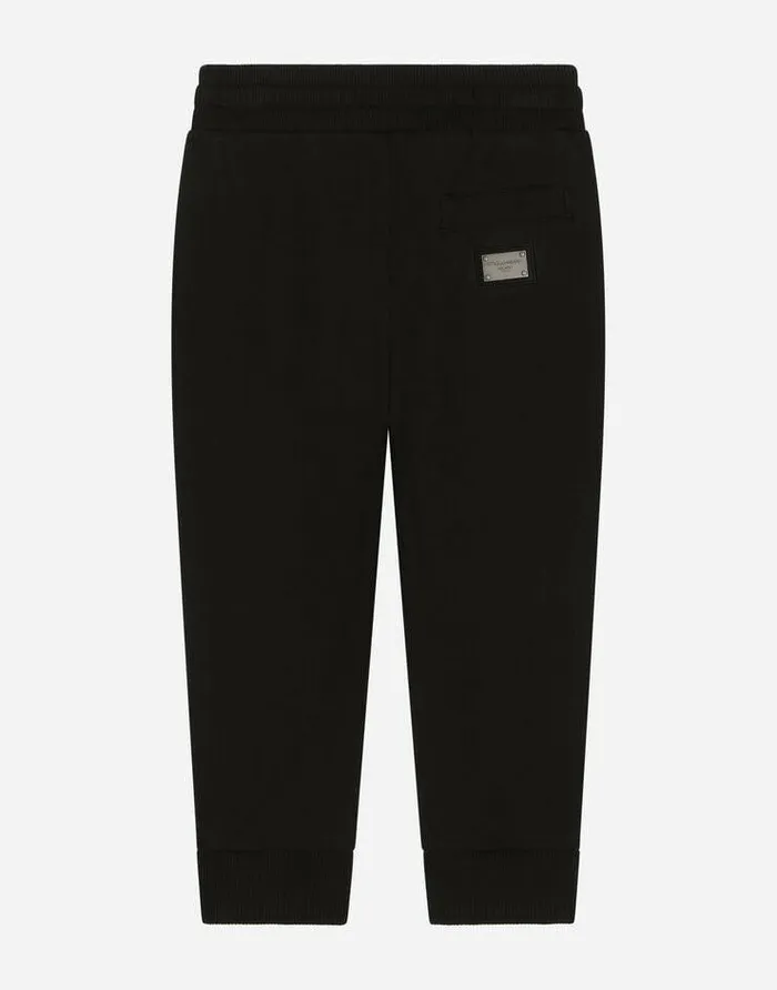 Dolce and Gabbana Trousers And Skirts Children Jersey Jogging Pants With Logo Tag Black Dolce and Gabbana Trousers And Skirts Children Jersey Jogging Pants With Logo Tag Black