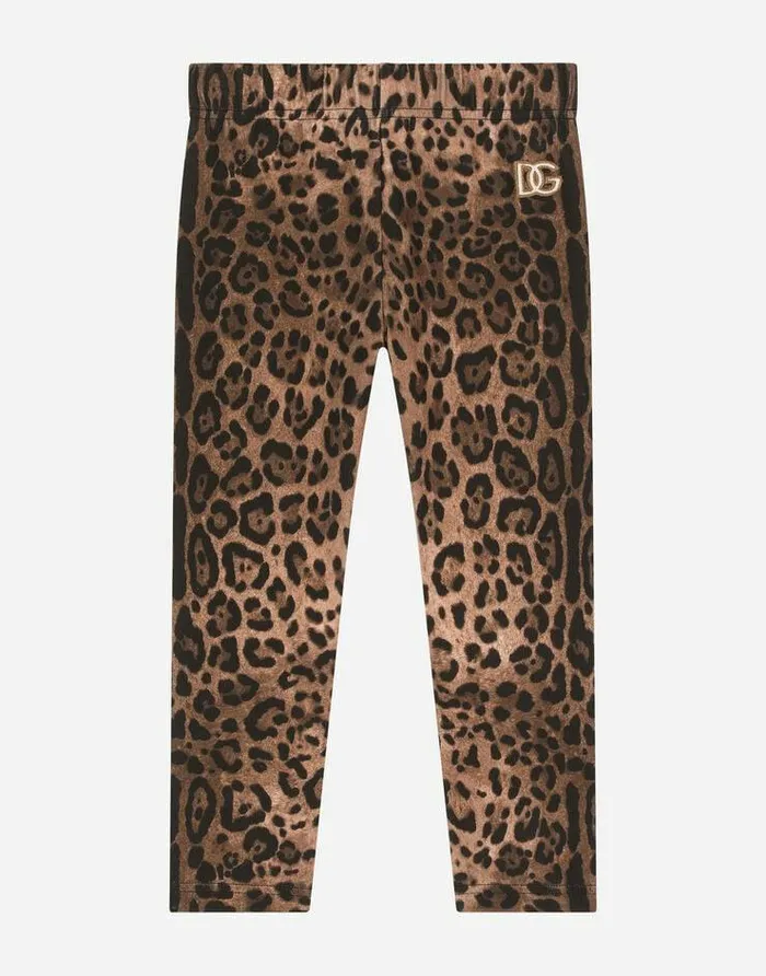 Dolce and Gabbana Trousers And Skirts Children Leopardprint Interlock Leggings Multicolor