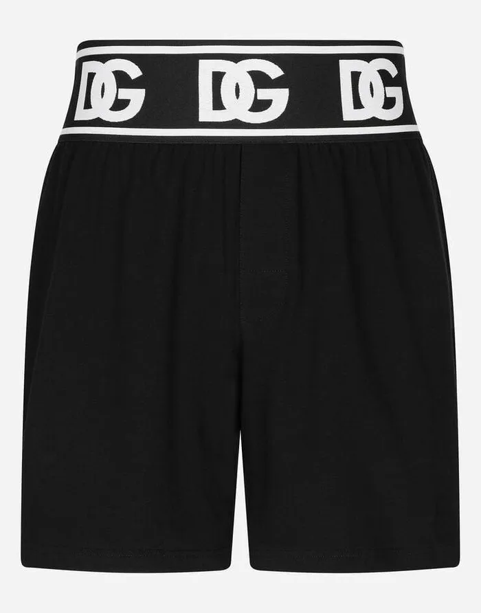 Dolce and Gabbana Underwear And Loungewear Men Twoway Stretch Cotton Shorts With DG Logo Black Dolce and Gabbana Underwear And Loungewear Men Twoway Stretch Cotton Shorts With DG Logo Black
