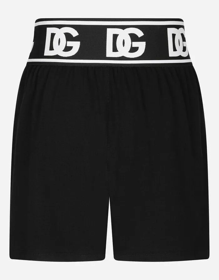 Dolce and Gabbana Underwear And Loungewear Men Twoway Stretch Cotton Shorts With DG Logo Black Dolce and Gabbana Underwear And Loungewear Men Twoway Stretch Cotton Shorts With DG Logo Black