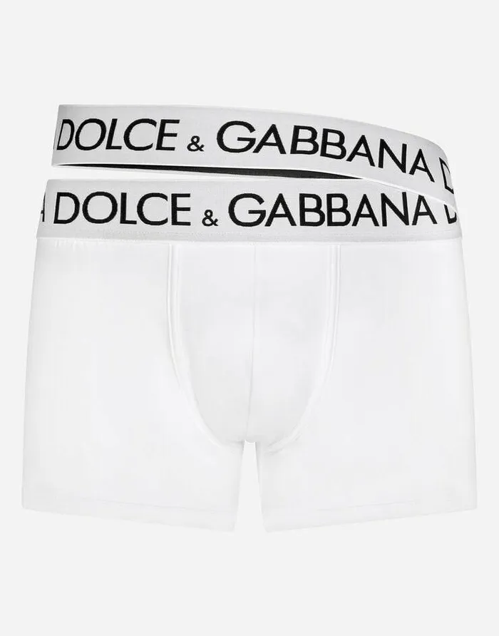Dolce and Gabbana Underwear And Loungewear Men Twowaystretch Jersey Boxers With Double Waistband White Dolce and Gabbana Underwear And Loungewear Men Twowaystretch Jersey Boxers With Double Waistband White