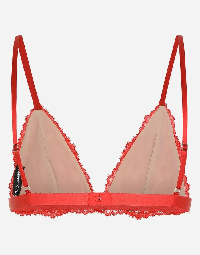 Dolce and Gabbana Underwear Women Chantilly Lace Triangle Bra Red Dolce and Gabbana Underwear Women Chantilly Lace Triangle Bra Red