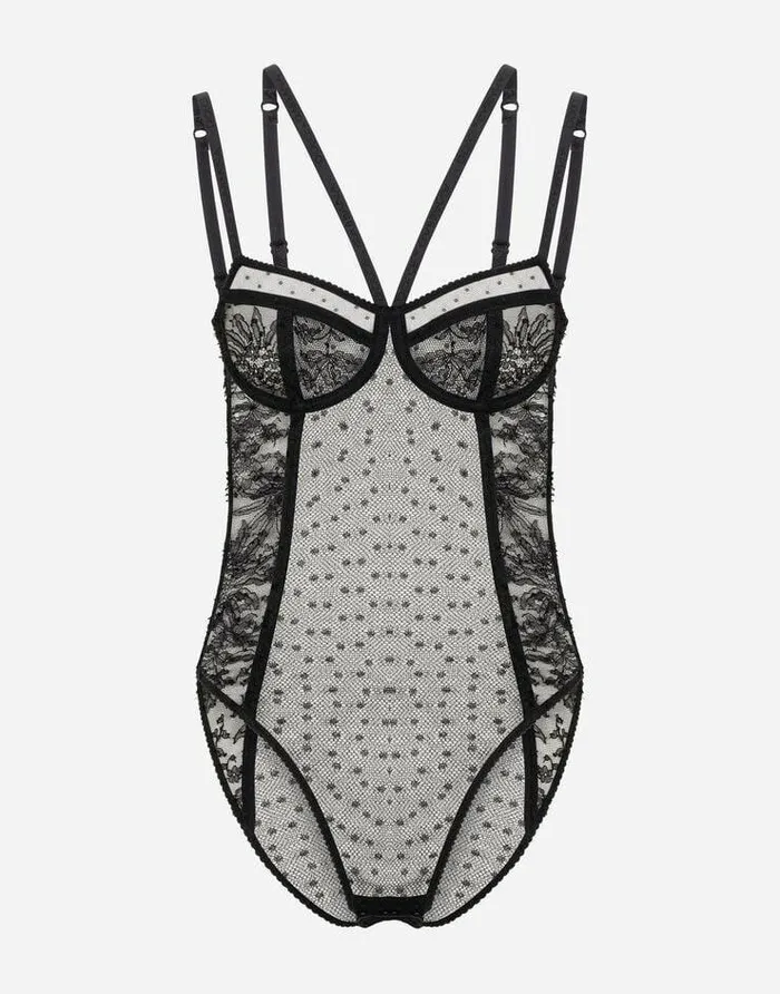 Dolce and Gabbana Underwear Women Lace Balconette Bodysuit Black