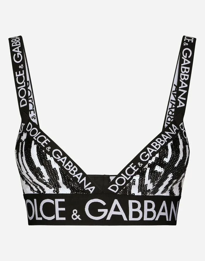 Dolce and Gabbana Underwear Women Sequined Zebrapatterned Bra Multicolor