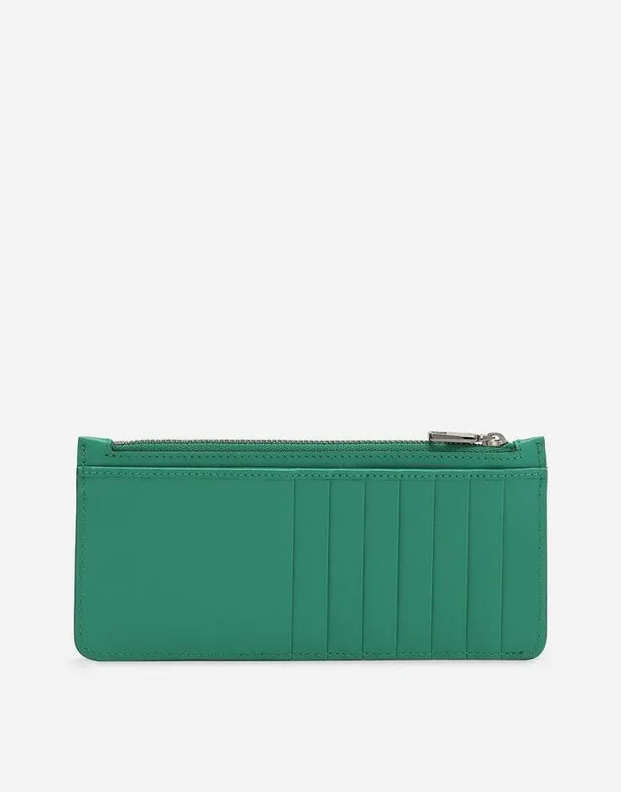 Dolce and Gabbana Wallets And Small Leather Goods Men Vertical Calfskin Card Holder With Logo Green Dolce and Gabbana Wallets And Small Leather Goods Men Vertical Calfskin Card Holder With Logo Green