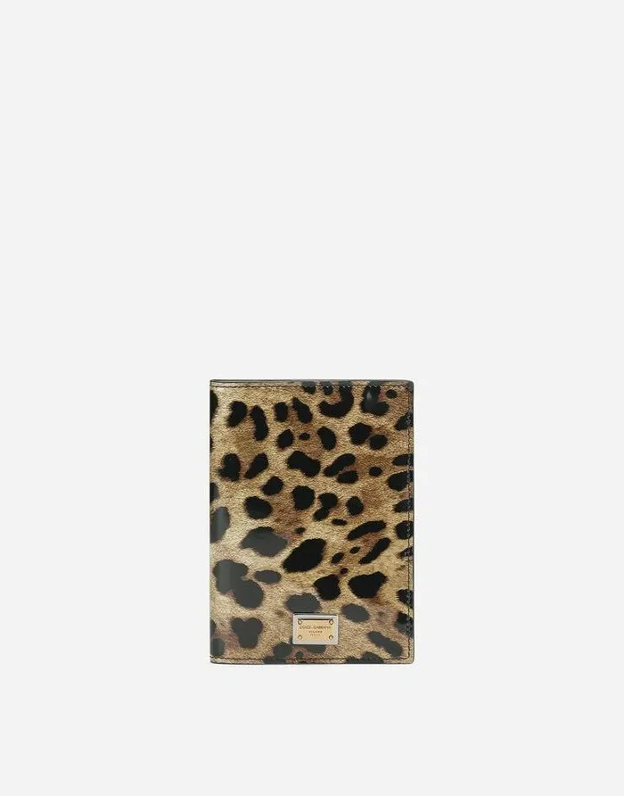 Dolce and Gabbana Wallets And Small Leather Goods Women Polished Calfskin Passport Holder With Leopard Print Animal Print Dolce and Gabbana Wallets And Small Leather Goods Women Polished Calfskin Passport Holder With Leopard Print Animal Print