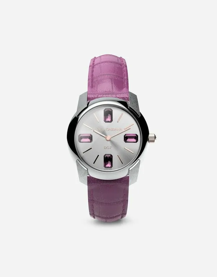 Dolce and Gabbana WatchesandStraps Women Watch With Alligator Strap Pink