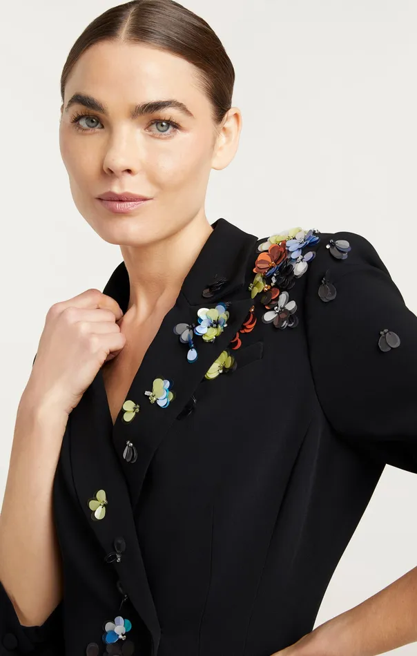 Dresses Cinq Sept Women Linnea Dress Sequin Flower BlackMulti