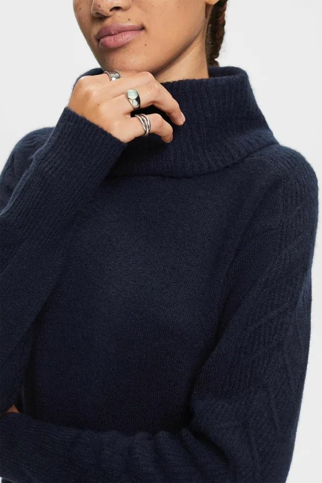 Dresses Jumpsuits Women Esprit Knit Cowl Neck Midi Dress Navy